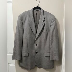 Leonardo Valenti Italy Silk/Wool Blazer Jacket Mens 44R Black &White Houndstooth